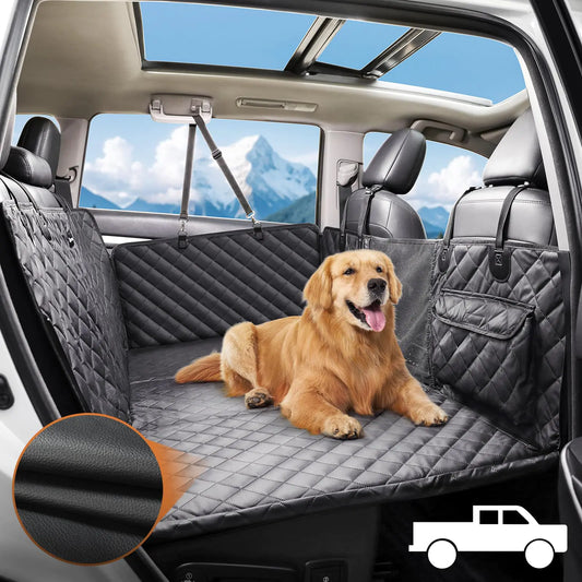 petizer Dog Back Seat Extender for Truck - Upgraded Anti-Scratch PU Leather Large Dog Car Seat Cover Hard Bottom Seat Extender for Dogs Waterproof Dog Car Hammock for SUV/Truck Holds 300LBS